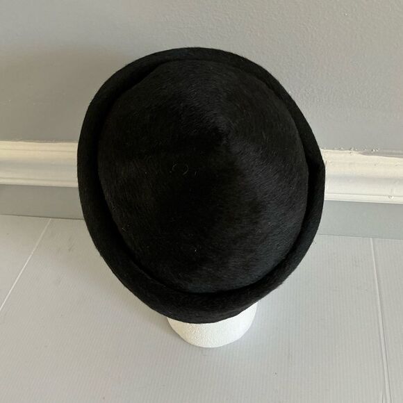 Vintage Trevi faux fur black hat size 22 - Picture 4 of 9